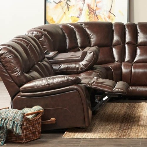 Reclining Sofa Brown Leather Like Contrast Stitching Pillow Top Arms