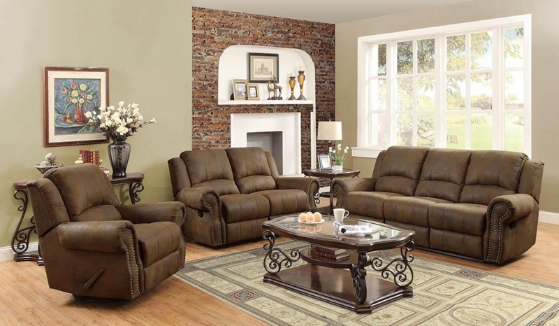 Reclining Sofa Dark Brown Faux Leather Contrast Stitching