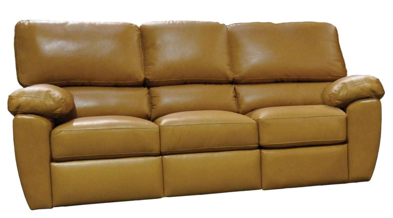 Reclining Sofa Dark Brown Leather-Like Pillow Top Arms Divided Backrest