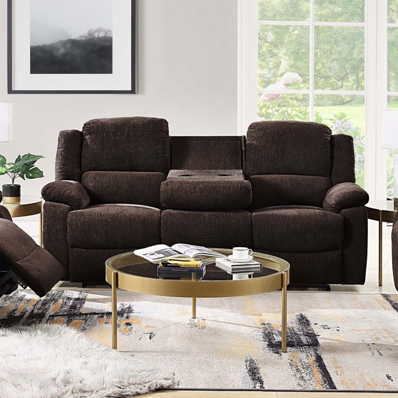 Reclining Sofa Light Gray Chenille Manual Recliner Pillow Top Arms