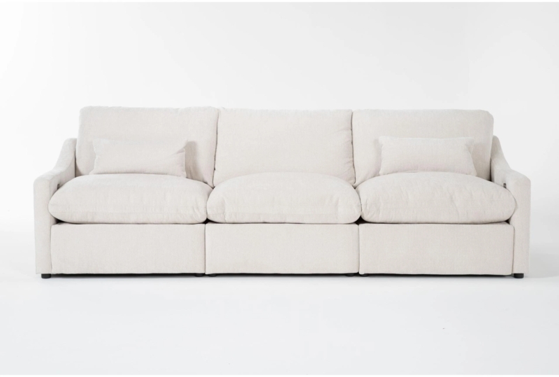 Reclining Sofa Modular Beige Fabric Power USB Ports Modern