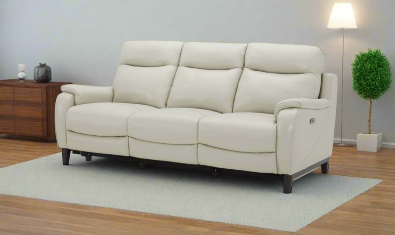 Reclining Sofa Power Motion Charcoal Grey Leather-Like Metal Legs