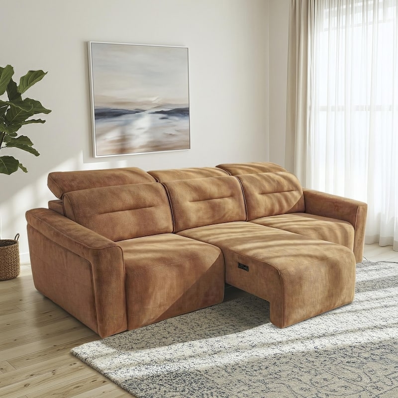 Reclining Sofa Power Slider with Metal Feet and Headrests