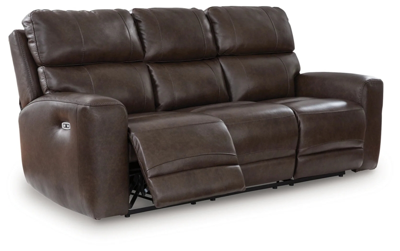 Reclining Sofa Power Smoke Gray Fabric Contrast Stitching Adjustable