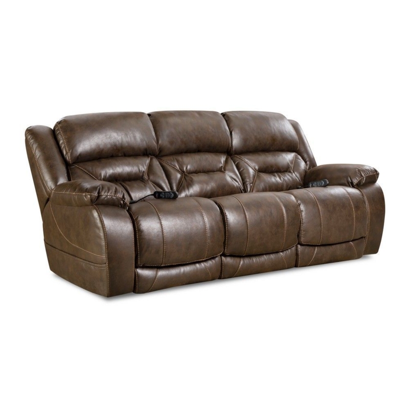 Reclining Sofa Walnut Upholstery with Fold-Down Console