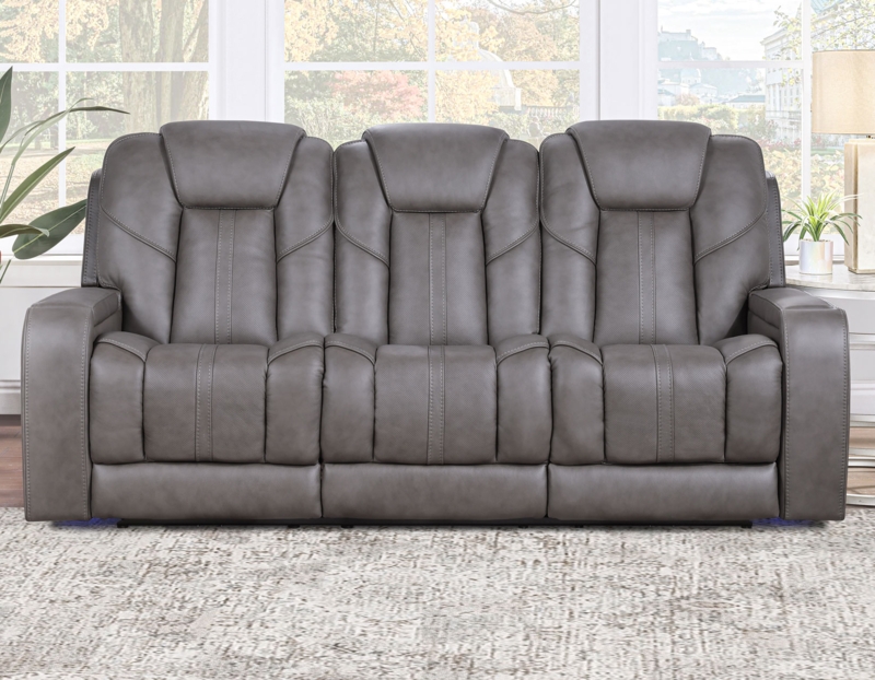 Reclining Sofa with Drop-Down Console and Built-In Outlets