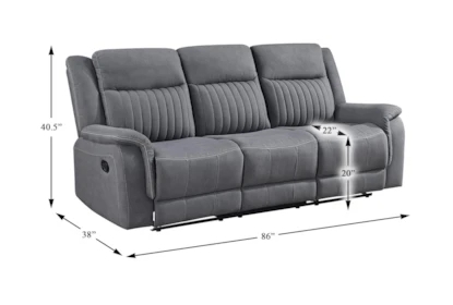 Reclining Sofa with Heathered Grey Weave and Manual Pull-Tab
