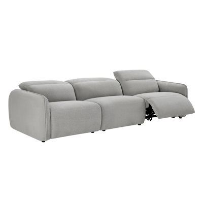 Reclining Sofa With Power Function In Extra Long Charcoal Fabric.