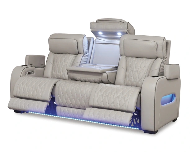 Reclining Sofa with Side Power Controls & Pillow Top Arms