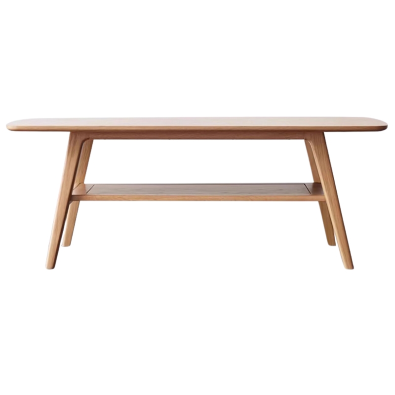 Rectangular Coffee Table featuring Slab Legs and Rounded Corners