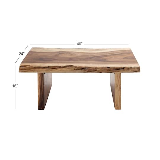 Rectangular Coffee Table, Recessed Slab Legs Design