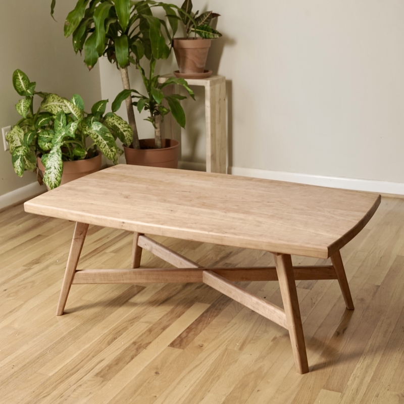 Rectangular Coffee Table with Rounded Corners and Splayed Legs