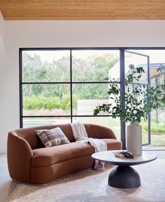 Rectangular Minimalist Coffee Table with Grey Veined Marble Top