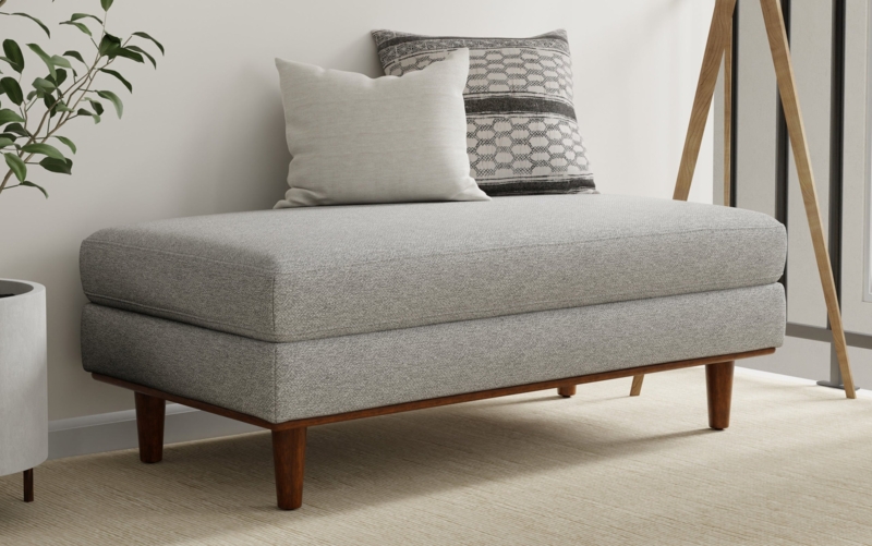 Rectangular Ottoman, Charcoal Grey Tufted Oversized Cocktail Footrest
