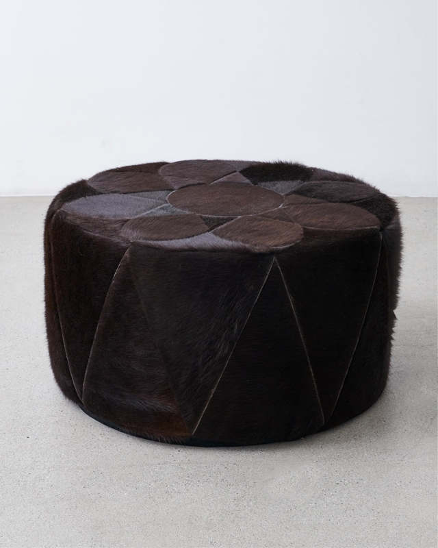Rectangular Ottoman Faux Cowhide Espresso Wood Frame Tapered Legs