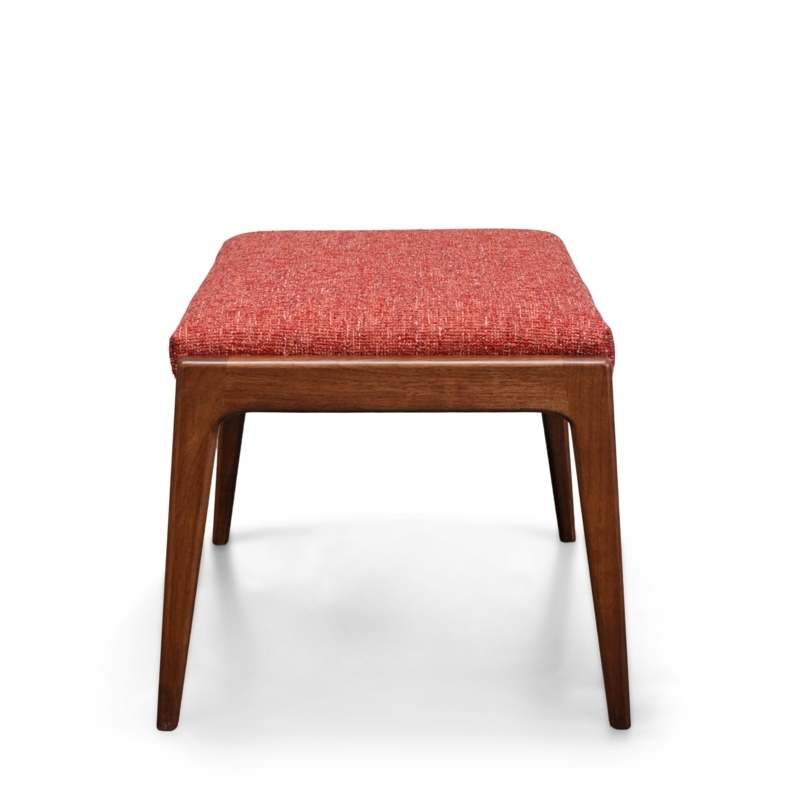 Rectangular Ottoman with Slatted Storage Shelf and Azure Blue Fabric