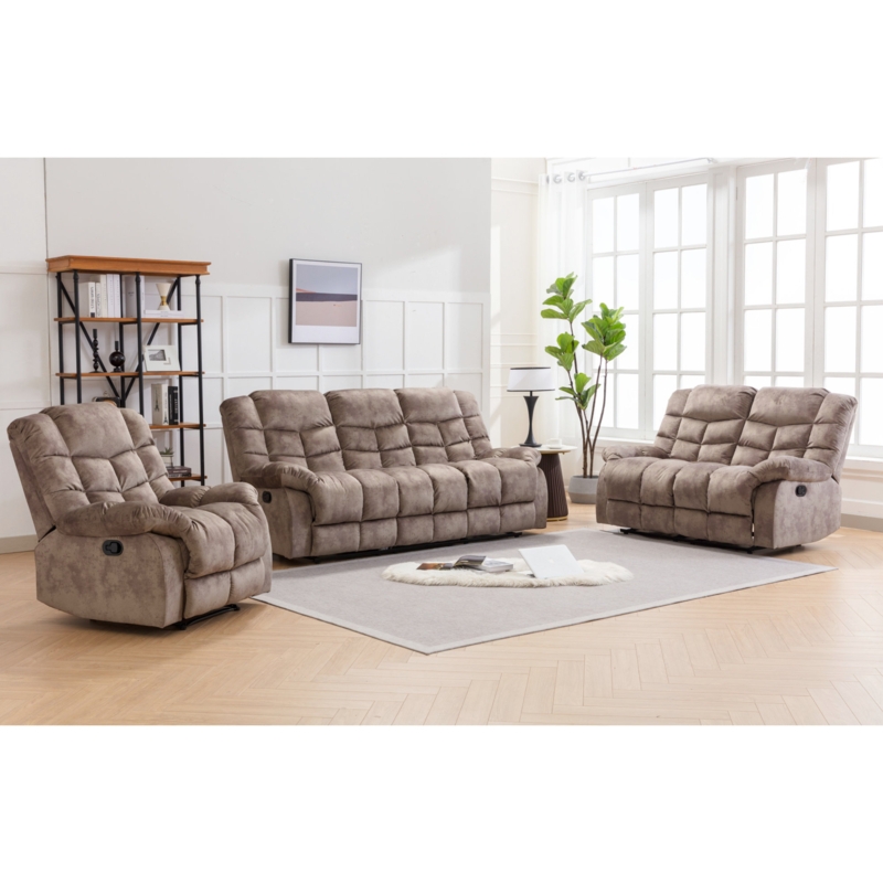Red Barrel Studio 3-Piece Modern and Overstuffed Soft Manual Reclining  Living Room Set & Reviews | Wayfair