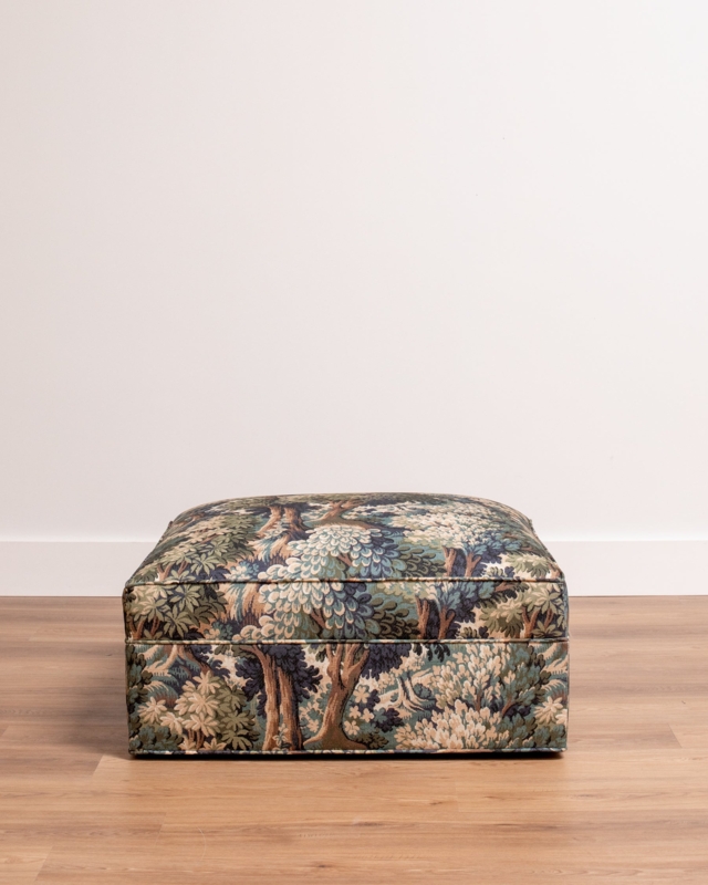 Roller Ottoman in Floral Tapestry Upholstery with Metal Casters