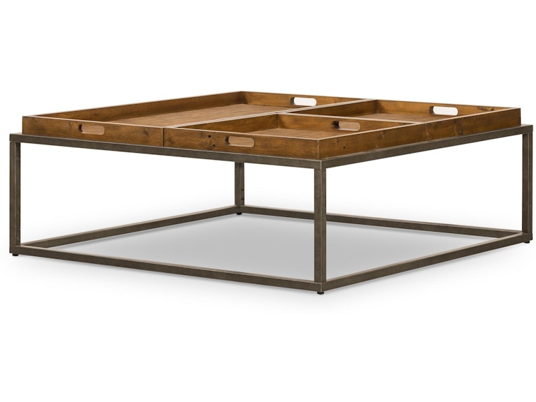 Round Coffee Table Charcoal Tray Top Pedestal Base Industrial Modern