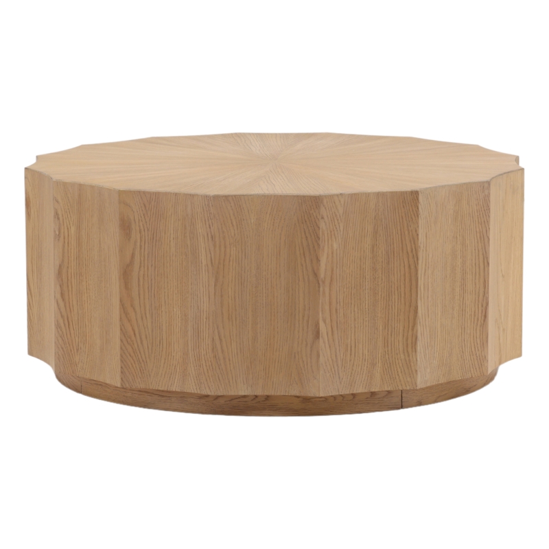 Round Coffee Table featuring Sculptural Cinched Pedestal Base