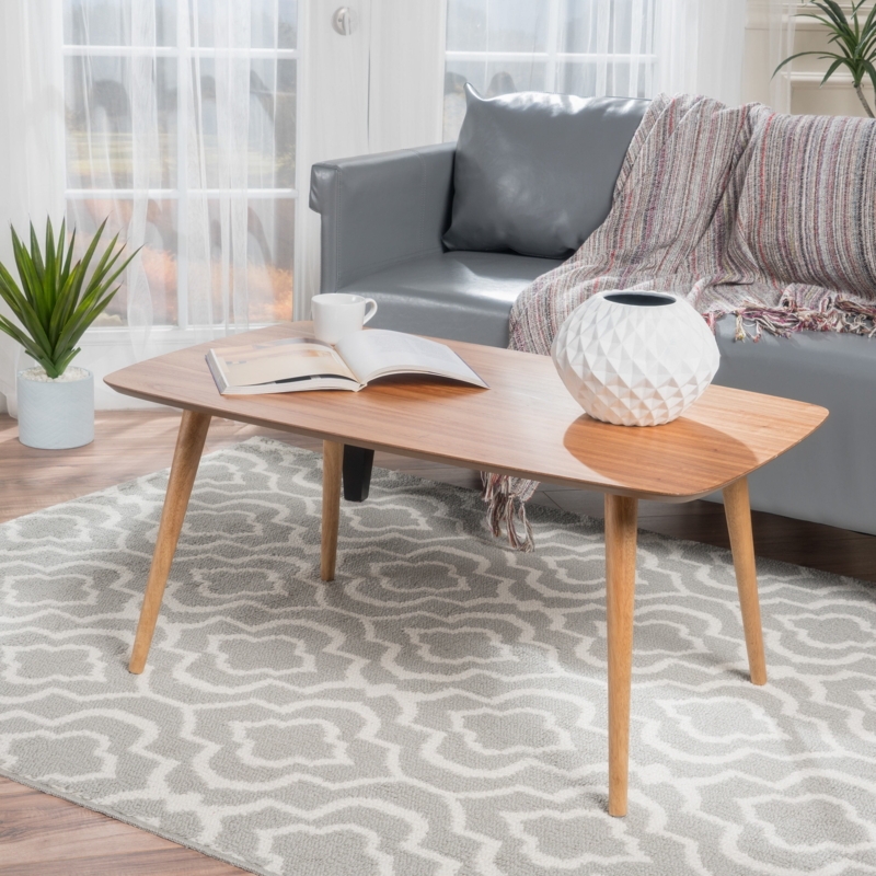 Round Coffee Table with Lower Storage Shelf and Tripod Tapered Legs