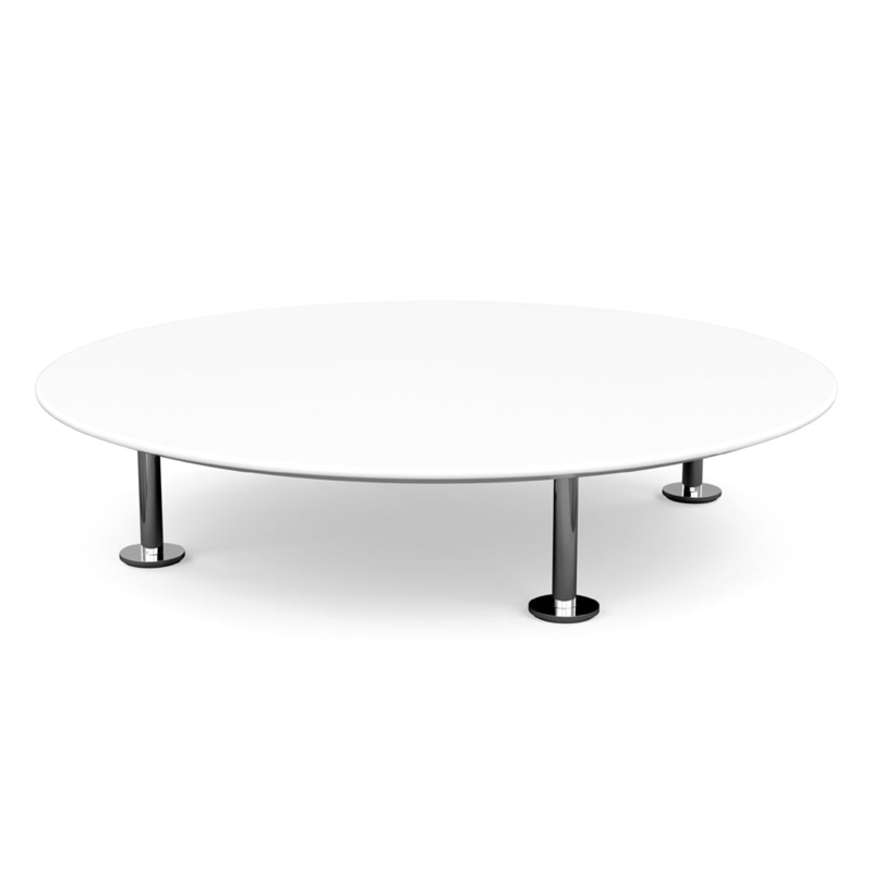 Round Coffee Table with Polished Chrome Curved Legs