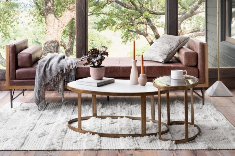 Round Coffee Table with Two Glass Tiers and Dark Matte Frame