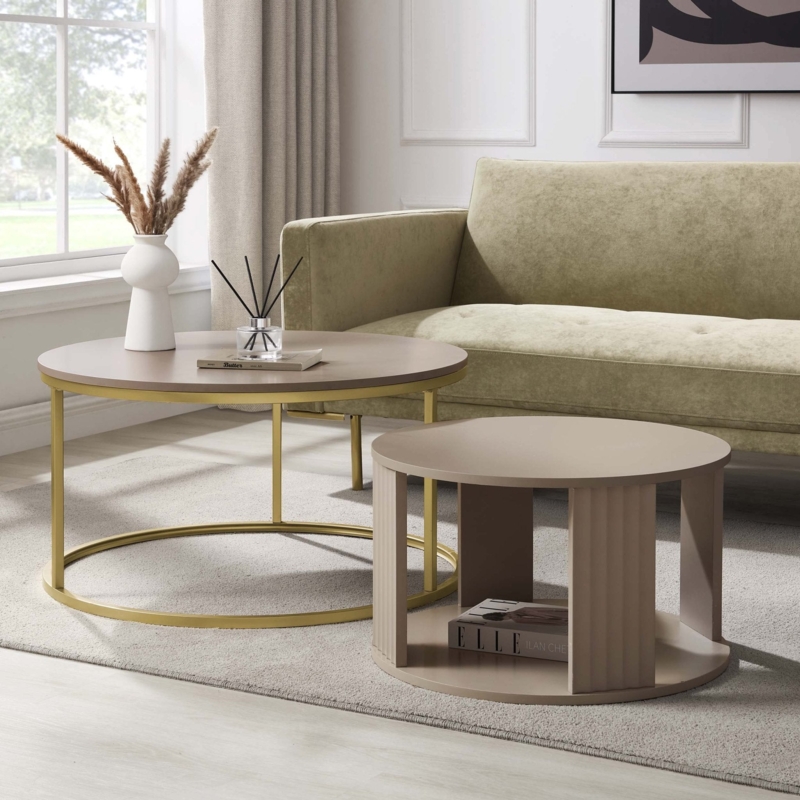 Round Nesting Coffee Table Set with Smooth Matte Minimalist Finish