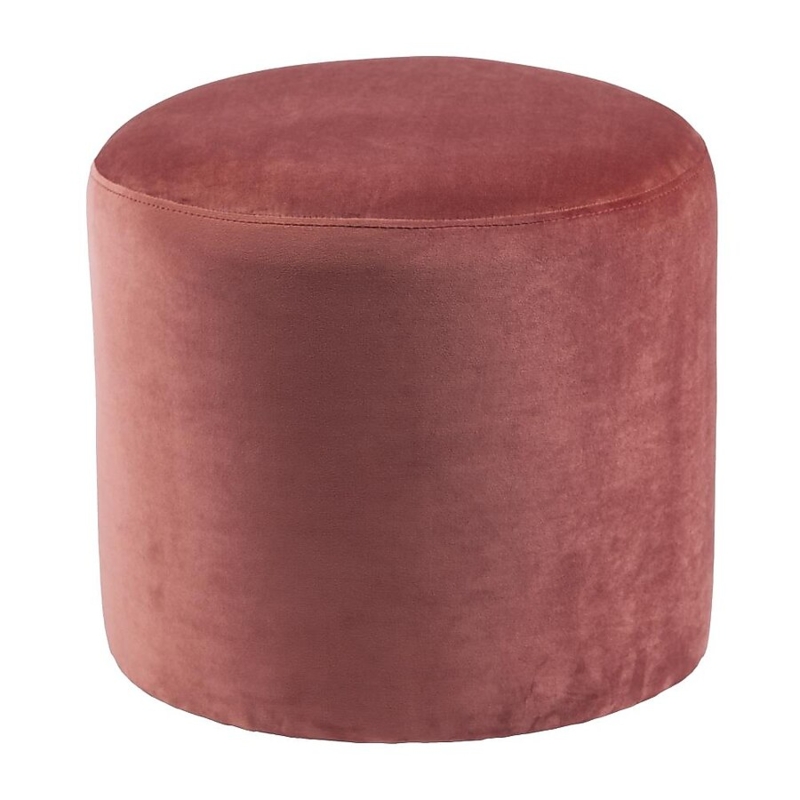 Round Ottoman Textured Velvet Ribbed Footstool