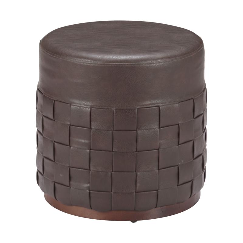 Round Pouf Ottoman Chunky Braided Weave Low Profile