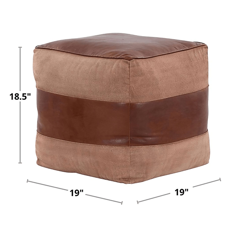 Round Pouf Wood Frame Ring Stretcher Leather-Like Seat