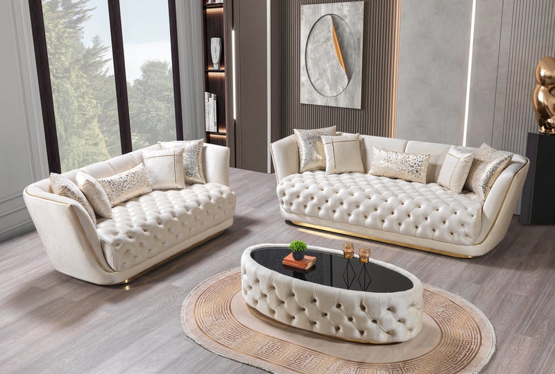 Round Stone-Look Coffee Table with Chunky Tripod Base