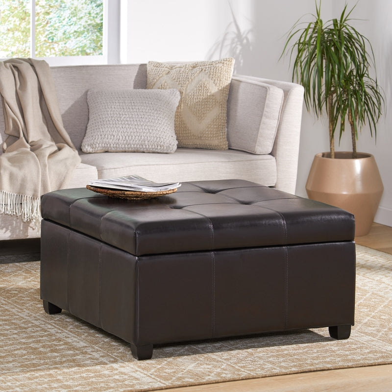 Round Tufted Ottoman Charcoal Gray Pleated Details Glam Style