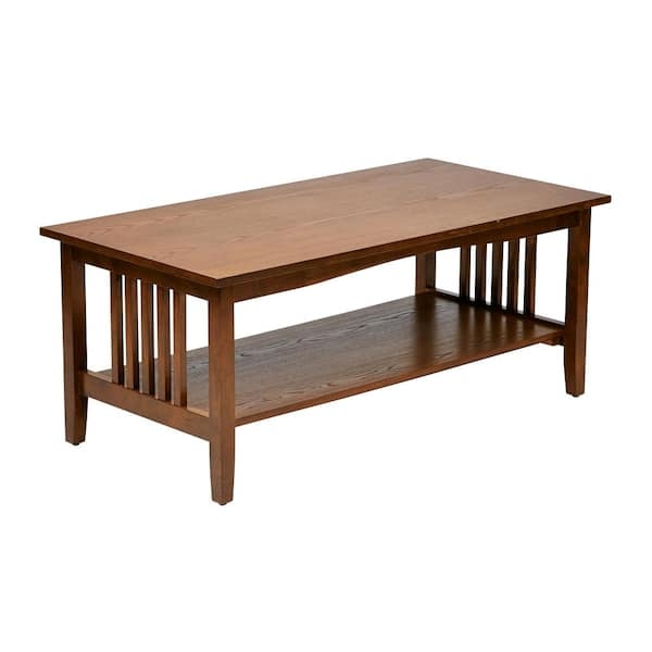 Round Wood Coffee Table, Slatted Pedestal Base, Modern Farmhouse