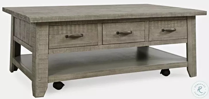 Rustic Driftwood Gray Coffee Table Metal Corner Brackets Shelf
