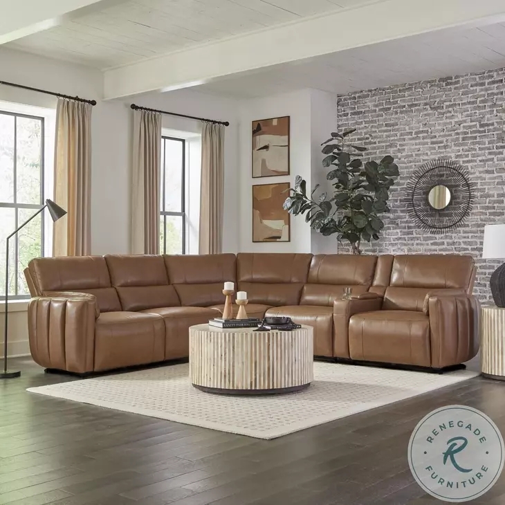 Sable Brown Modular Sectional with Power Adjustable Headrests