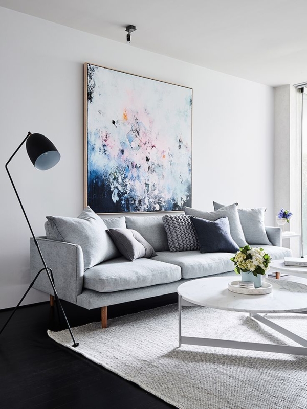 Scandinavian Sofa with Track Arms and Tapered Wood Legs