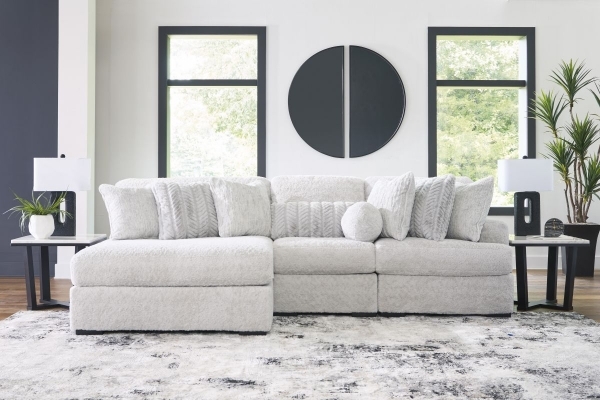 Scandinavian Style Gray Sectional Knit Texture Tapered Wood Legs