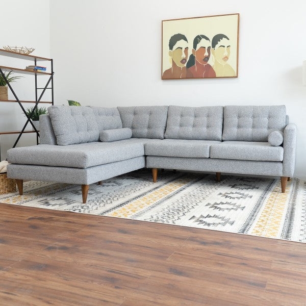 Scandinavian Style Light Gray Sectional with Left-Facing Chaise