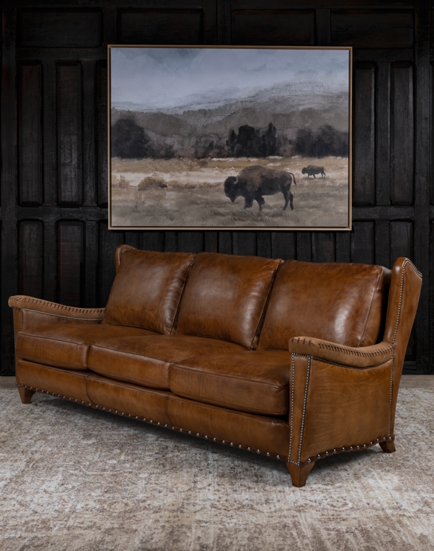 Scandinavian Style Three-Cushion Sofa with Blocky Silhouette in Tan