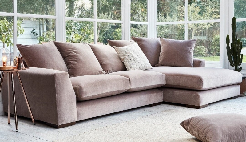 Scatter Back Sofa Beige Flared Arms Wood Legs Transitional Cozy Styling