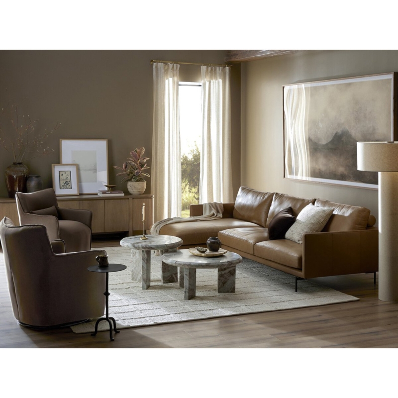 Sculptural Nesting Coffee Table Set with Monolithic Creamy Stone Forms