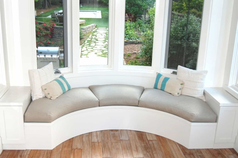 Seat Cushion in Rectangular Shape with Piped Edges and Woven Texture