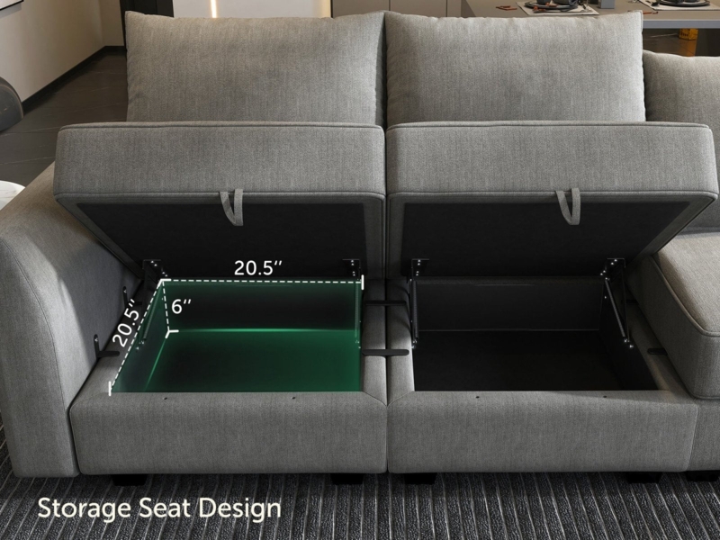 Sectional Sleeper Sofa with Integrated Storage Ottoman