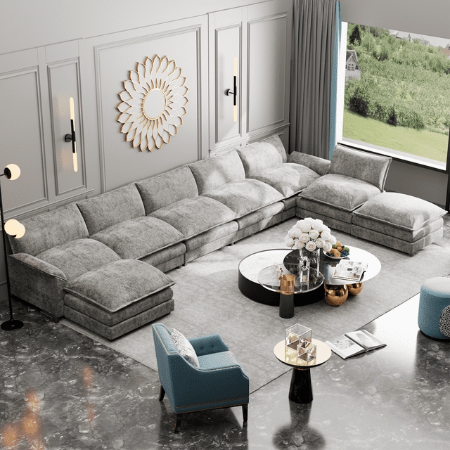 Sectional Sofa 8-Seat Capacity U-Shaped Modular Design