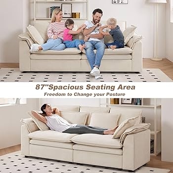 Sectional Sofa Beige Chenille Modular Ottoman Compact L-Shape