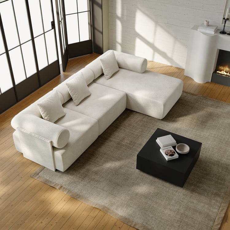 Sectional Sofa, Blocky Silhouette, Chenille, Deep Seating L-Shape