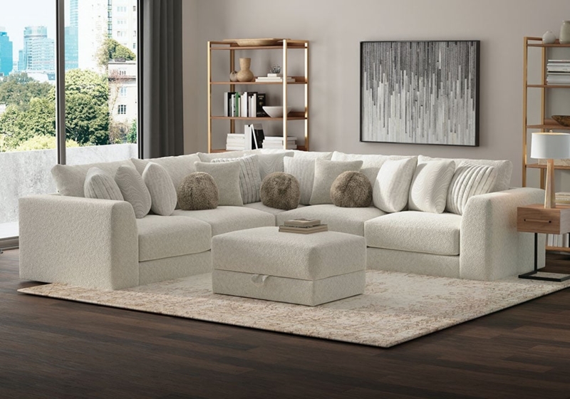 Sectional Sofa Bone Upholstery 5-Piece Modular Deep Seating Modern