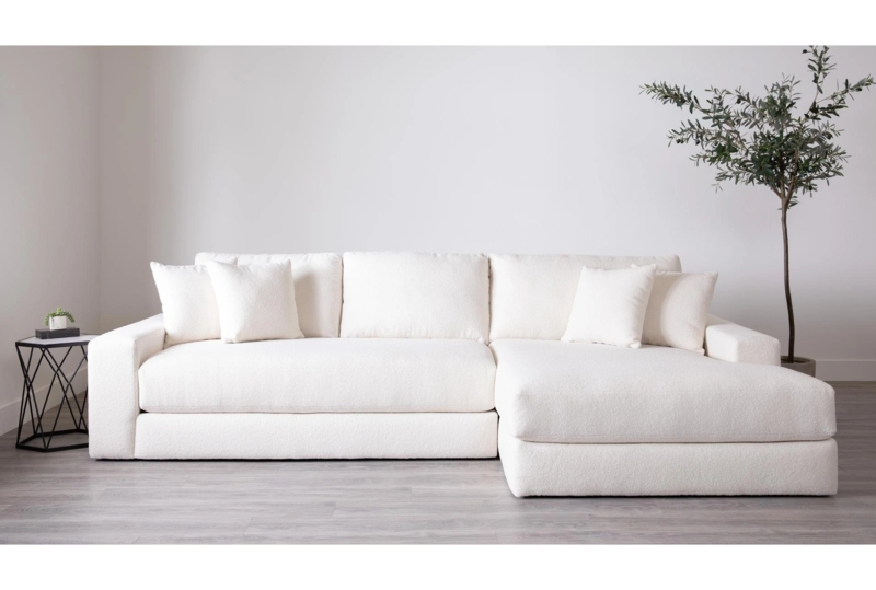 Sectional Sofa Boucle Fabric Extra Wide Chaise L Shaped Low Profile
