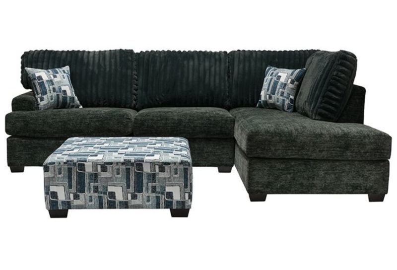 Sectional Sofa Boxed Seat Cushions Textured Fabric L-Shaped Design